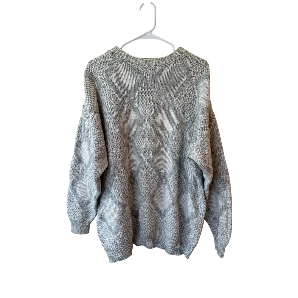 Private Club Vintage 90s Long Sleeve Oversized Sweater Geometric Cream 2x Preppy
